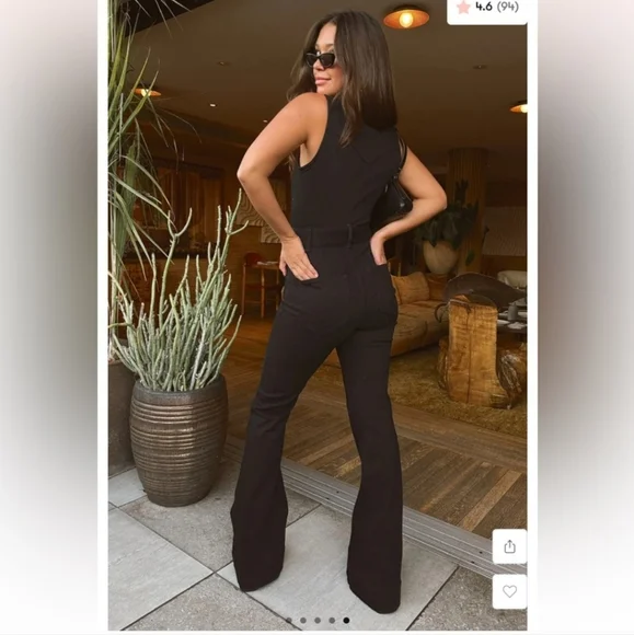 Show Me Your Mumu Jacksonville Sleeveless Denim Jumpsuit Flare Leg Patch Pocket - Picture 4 of 8